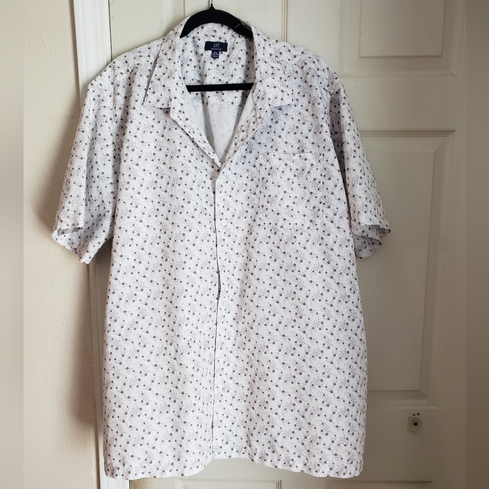 George White Floral Shirt Size 3XL